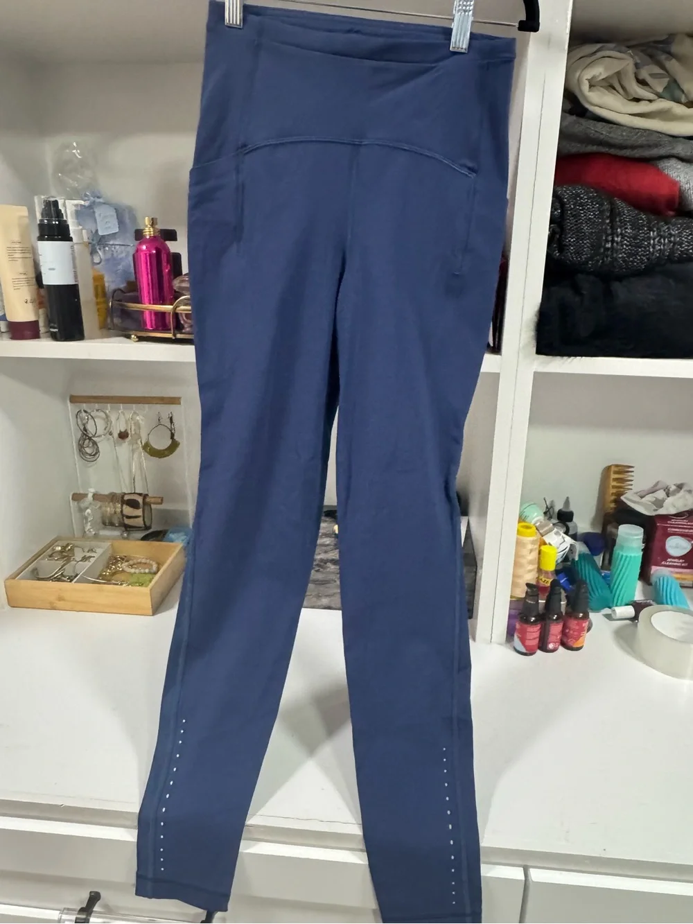 Lululemon High-Rise Running Leggings Side Pockets Navy Size 6